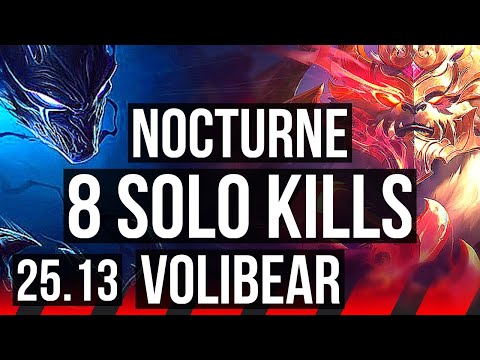 NOCTURNE vs VOLIBEAR (TOP) | 8 solo kills, Legendary, 34k DMG | KR Diamond | 25.13