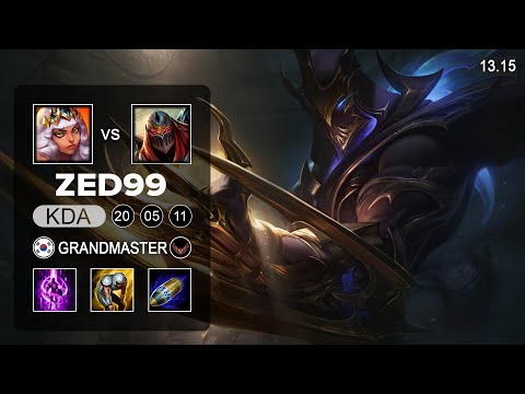 ZED99 Zed vs Qiyana Mid - KR Grandmaster - Patch 13.15 Season 13