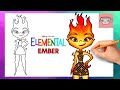 How To Draw Ember from Elemental | Disney Pixar | Cute Easy Drawing Tutorial