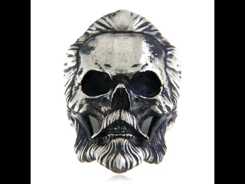 Ghiul Barbatesc Argint 925 Oxidat Bearded Slick Back Skull - Masculinitate si Stil