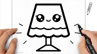 How to Draw Simple Easy Table Lamp Step by Step