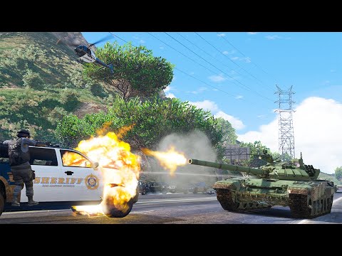 GTA 5 RUSSIAN TANK T72B3 HIGH SPEED CRASHES - SUPER CINEMATIC PICTURE WITH SLOW MO ep.63