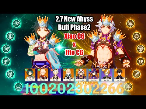 2.7 New Abyss Buff Phase 2 - Xiao C6 x Itto C6 Triple Crown Speed Run Gameplay