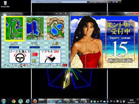 CabMAME Test - Virtua Racing (Arcade 2 player cabinet link-up)