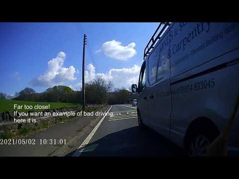 MGIF - Close pass of Cyclist by Van - BU16WOB BU16 WOB - S Jones & Sons