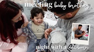 TODDLER MEETS NEWBORN BABY BROTHER FOR THE FIRST TIME | spend a night with a newborn!