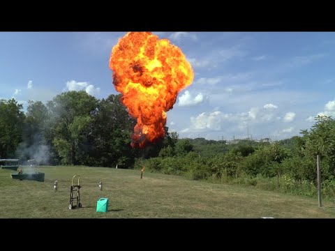 Gasoline Pyrotechnic Fireball Effect (Regular and Slow Motion)