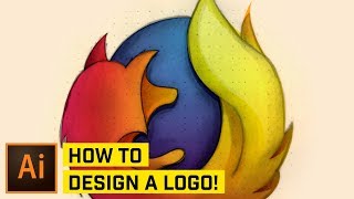 DESIGN Professional Logos from a SKETCH! (Firefox Logo in Illustrator!)