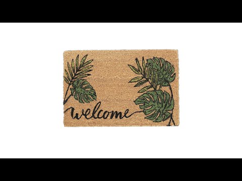 Paillasson coco « Welcome » Noir - Marron - Vert - Fibres naturelles - Matière plastique - 60 x 2 x 40 cm