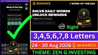 Theme Gen Z Investing WOTD | Binance Crypto WODL Answers Today | All Letters WOTD