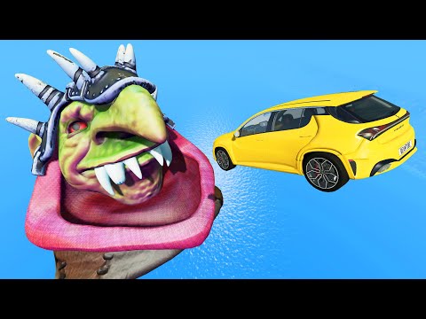 Jump Cars Over Giant Goblin - BeamNG.Drive
