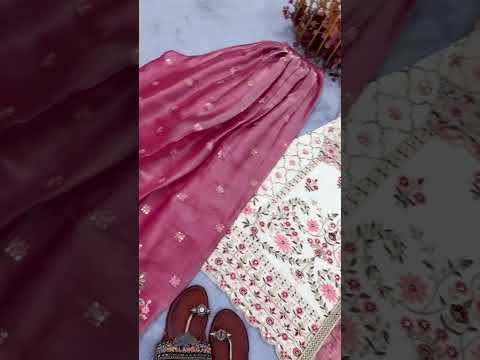 White Pure Silk Heavy Embroidered Kurta Palazzo Set