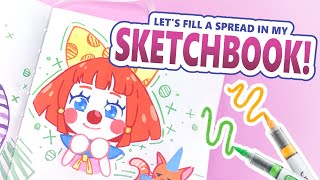 LET'S FILL A SPREAD IN MY SKETCHBOOK!!! | Ohuhu paint markers