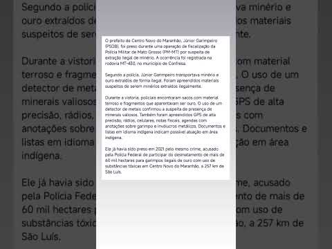 prefeito de Centro Novo do Maranhão é preso com minério extraído ilegalmente