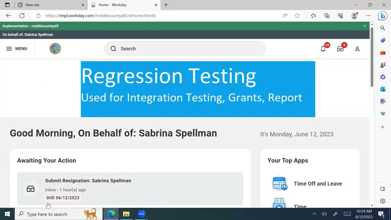 Workday Basic Navigation Training