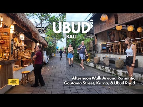UBUD, Bali Afternoon Walk Around Romantic Goutama, Karna, & Main Road | Bali Walking Tour [4K/60fps]