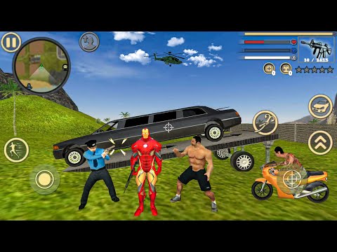 Iron Rope Hero Vice Town City Crime Simulator - Limo Car Driving in Open World - Android Gameplay