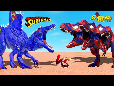 3Head Spiderman T-Rex vs Batman I-Rex vs Superman Spinosaurus 🌍 Jurassic World Evolution