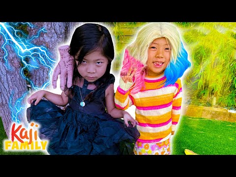 Wednesday Addams Challenge! Emma and Kate Dress as Wednesday Addams and Enid