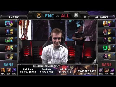 Fnatic vs Alliance | S4 EU LCS Summer 2014 Week 4 Day 2 | FNC vs ALL W4D2 G3