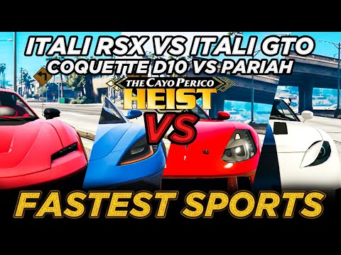 Itali RSX vs Coquette D10 vs Itali GTO vs Pariah "Fastest Sports" (GTA Cayo Perico Heist Update)