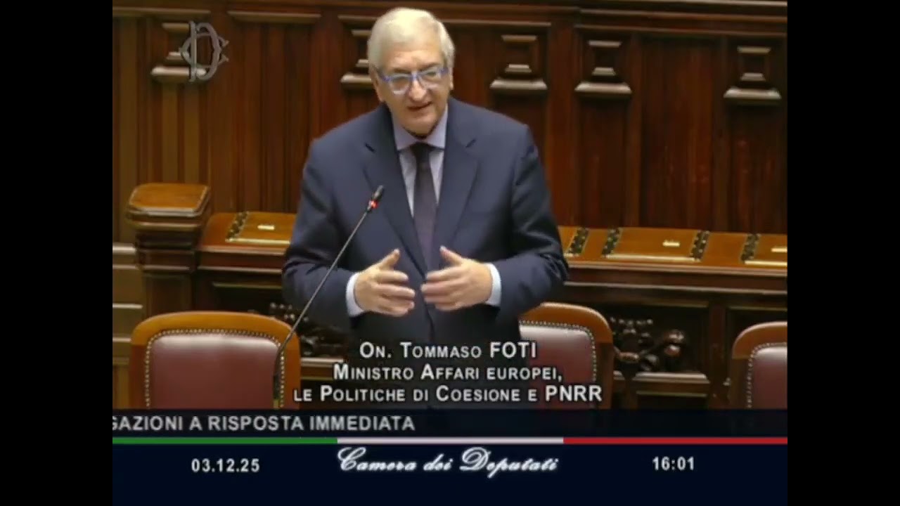 IL MINISTRO FOTI SULLA VALUTAZIONE POSITIVA DELL'UE ALL'8° RATA DEL PNRR, PARI A 12,8 MILIARDI DI €