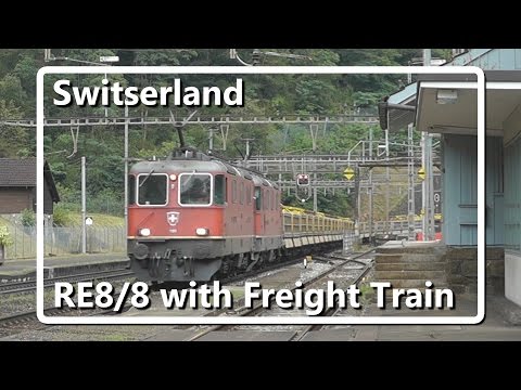 RE8/8 with longrails through Amsteg-Silenen!