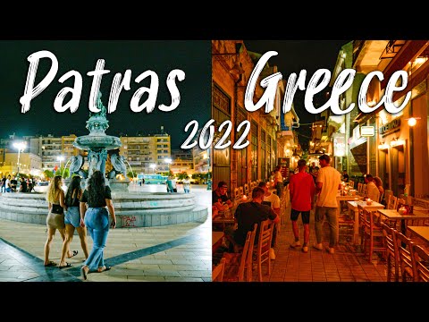 Patras Greece, explore the nightlife of Patra, walking tour 4K, Greece 2022