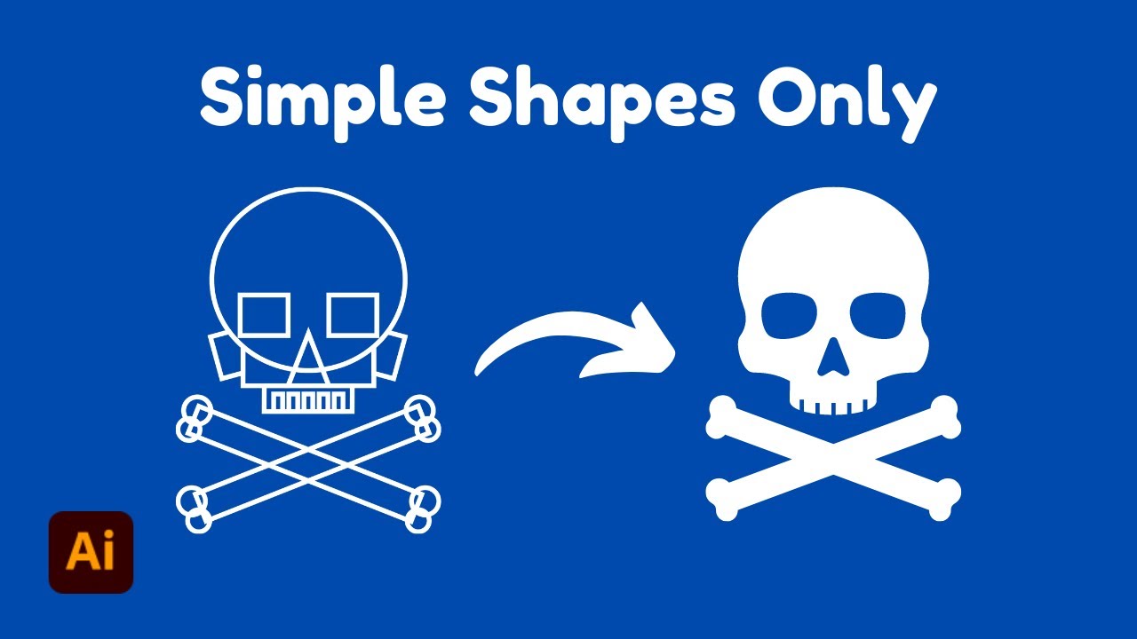 Beginner Adobe Illustrator Tutorial - How to create Skull Crossbones Logo Icon