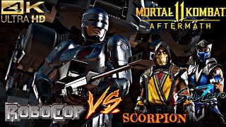 MORTAL KOMBAT 11 XBOX ONE GAMEPLAY FIGHT : ROBOCOP VS SCORPION & SUB ZERO