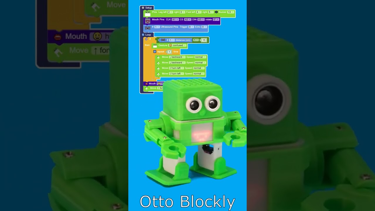 Robot Otto with Avoid Obstacle code displayed