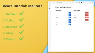 ReactJS useState Tutorial: Array, Object, String, Number, Boolean