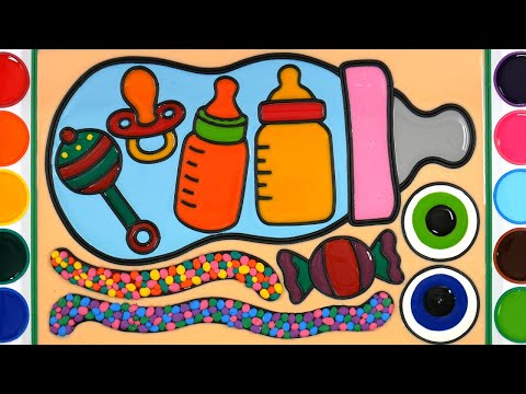 Giant Milk Bottle Jelly Painting & Coloring | Menggambar Dan Mewarnai Botol susu