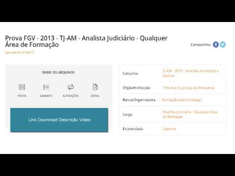 Prova Concurso TJAM 2013 - FGV - Analista Judiciário (Qualquer Área de Formação)