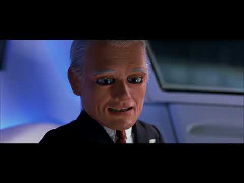 Team America trailer frame with slow-motion hero walk as debris rains down