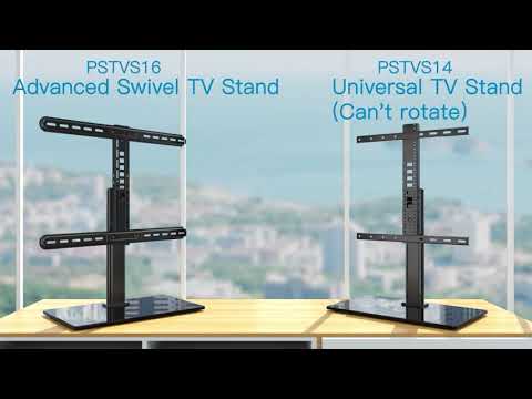 PERLESMITH PSTVS16 Swivel Tabletop TV Stand for 37 - 75 Inch TVs