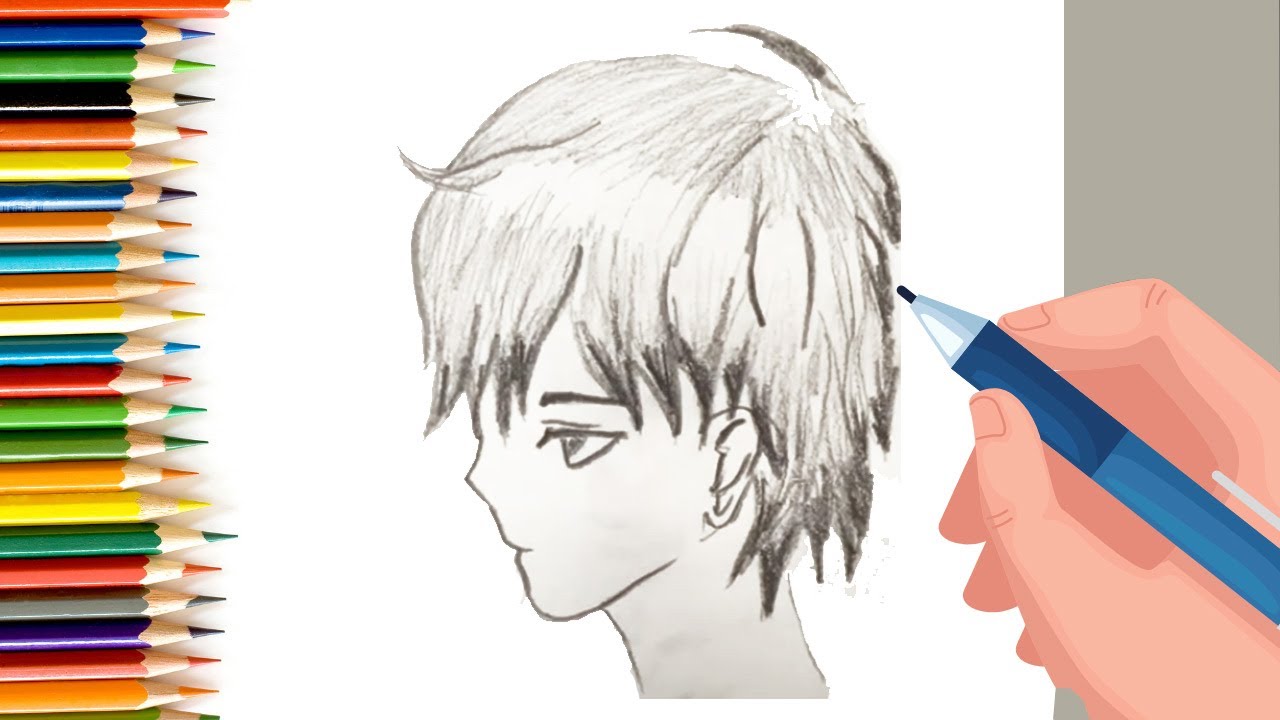 How to draw Anime boy with side face