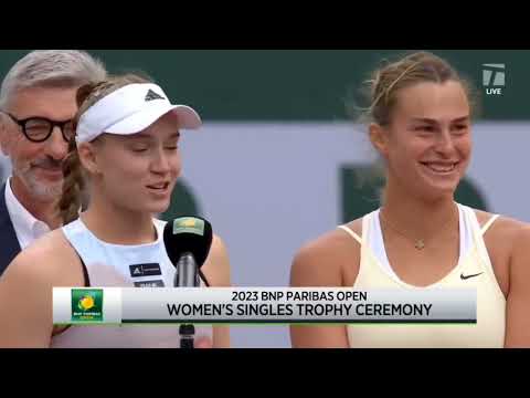 Hilarious moment between Elena Rybakina & Aryna Sabalenka during the trophy ceremony
