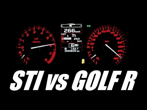 Subaru STI (305hp) vs Golf R (300hp) 0-250 Kph Acceleration Top Speed