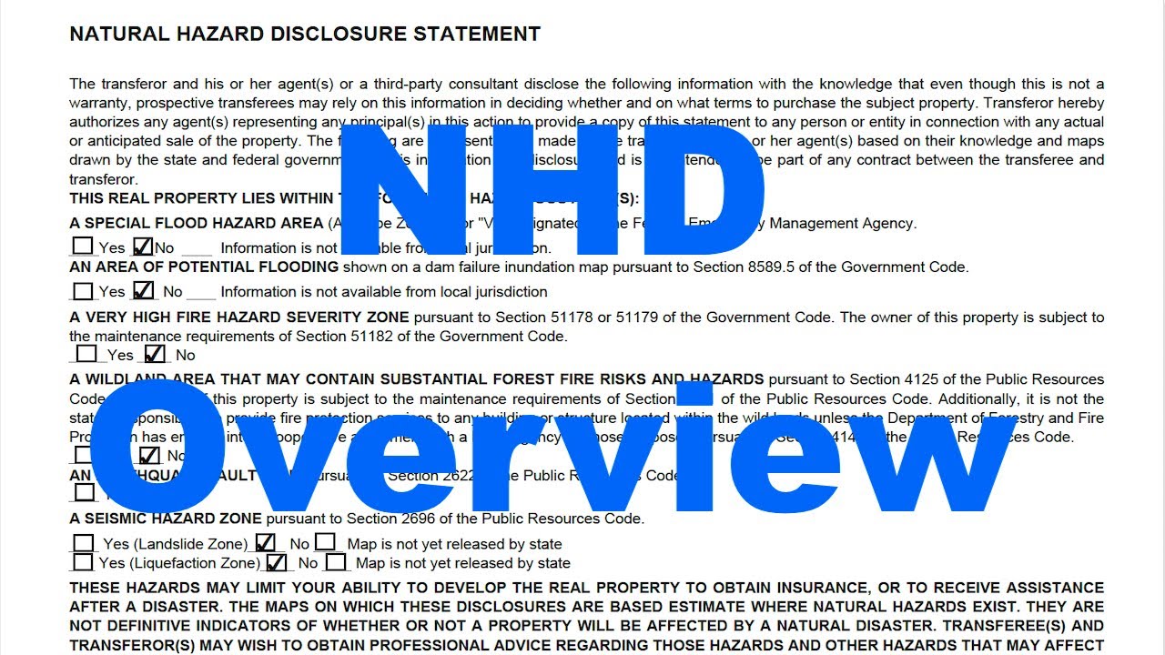 Overview of the Natural Hazard Disclosure (NHD Report)