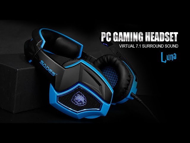 Vídeo relacionado con SADES SA-968 Luna PC Gaming Auriculares estéreo, 7.1 Virtual Surround, Cable Anti Enredos, LED, negro/azul