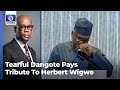 Emotional Dangote Pays Tribute To Herbert Wigwe, Renames Road After Him