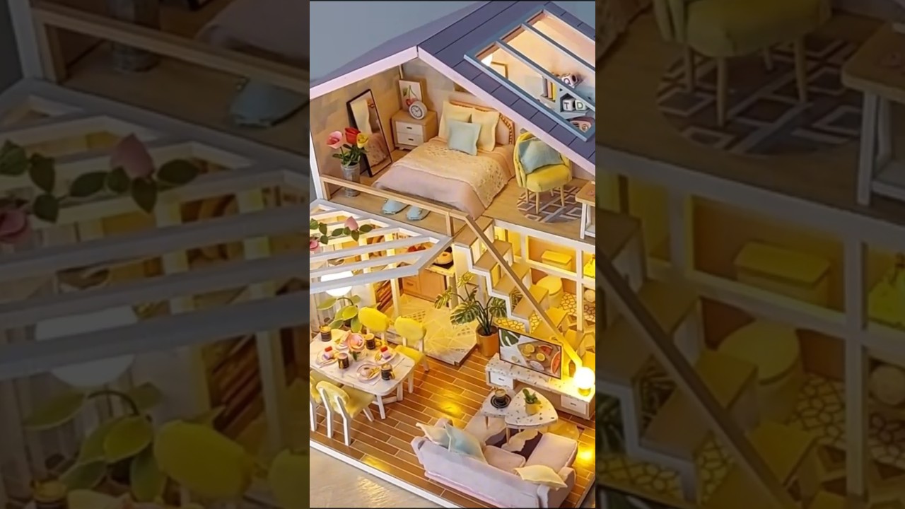 Building a tiny pink house | Full timelapse #diy #miniature #craft #dollhouse #timelapse