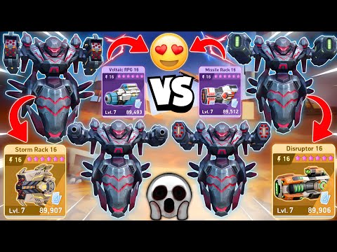 NEW Mech Deathwalker With Strom Rack 16, Missile Rack 16, Disruptor 16 & Voltaic RPG 16 - Mech Arena