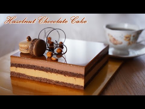 No Flour / Cup Measure / Caramel Hazelnut Chocolate Mousse Cake Recipe / Hazelnut Praline