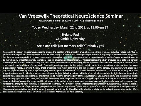 Are place cells just memory cells? Probably yes | Stefano Fusi, Columbia University