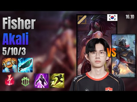 Fisher Mid Akali vs Viktor lol KR solo rank Full Game 16.10 | 피셔 아칼리 vs 빅토르