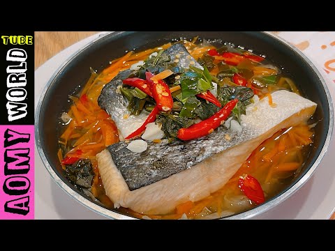 SO TASTY | Steamed salmon with lime (Thai style) Healthy & Tasty | Thai Recipes | AomyWorldTUBE