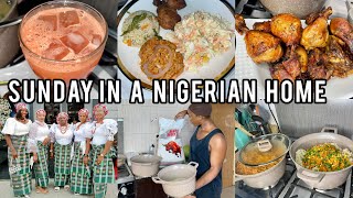 A TYPICAL SUNDAY in a NIGERIAN 🇳🇬 HOME | Cooking Coconut fried Rice and Nigerian Jellof Rice & more
