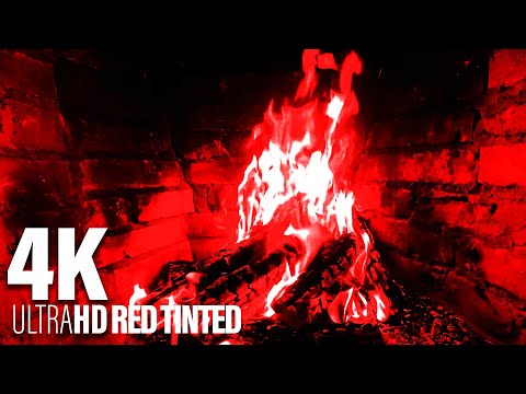CALM FIREPLACE SOUNDS | 3 Hours 4K Red Tinted Relaxing Video for Better and Healthier Sleep